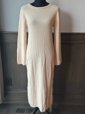Saodimallsu Cream Textured Long Sleeve Dress - Women small